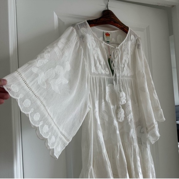 Farm Rio White Palm Tree Cutwork Mini Dress - Picture 2 of 10